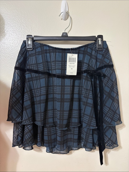 Hot Topic Dresses & Skirts - Hot Topic Blue and Black Plaid Tiered Mini Skirt